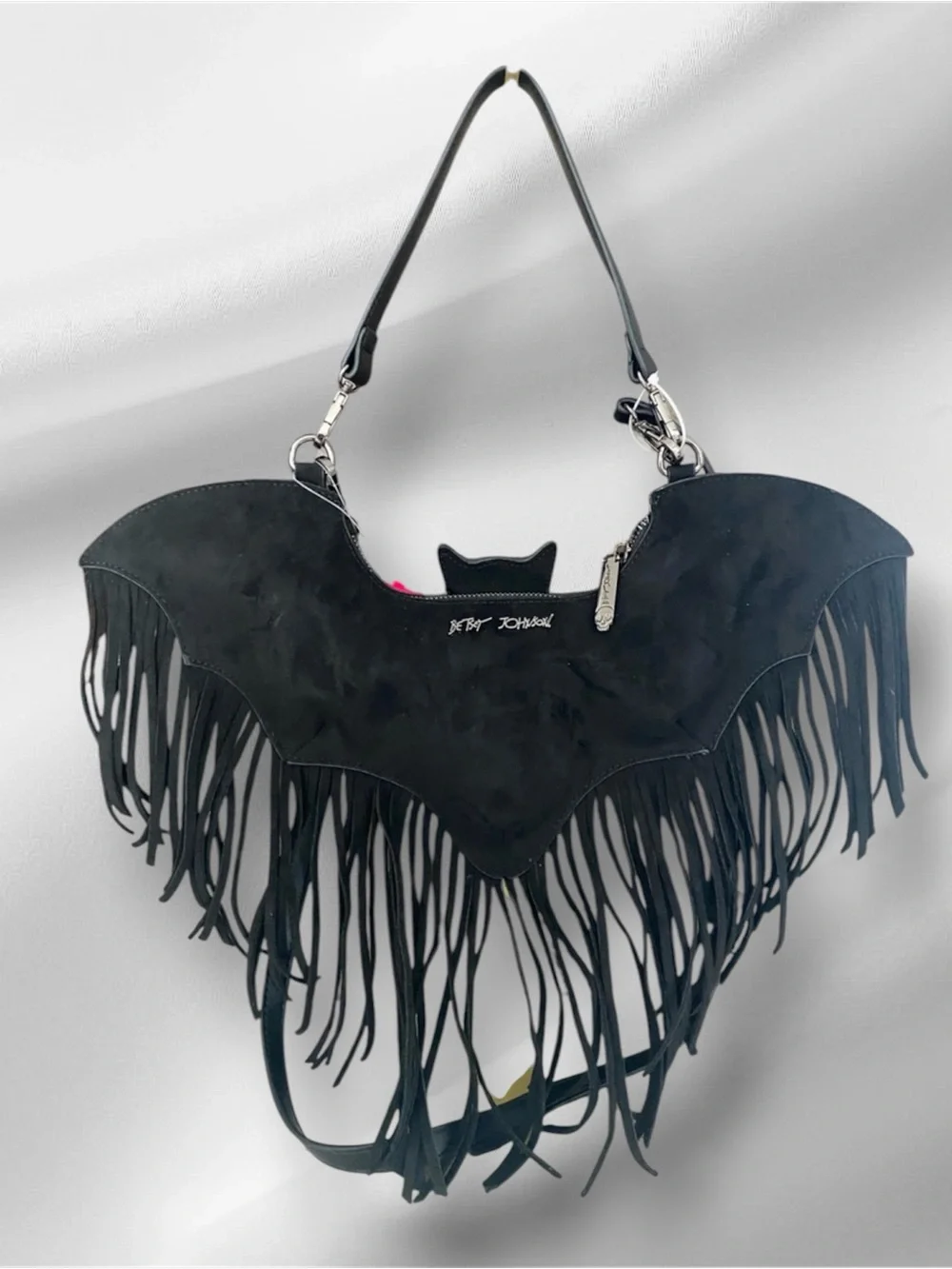 🦇Betsey Johnson Black Bat Fringe Shoulder Bag🦇NWT